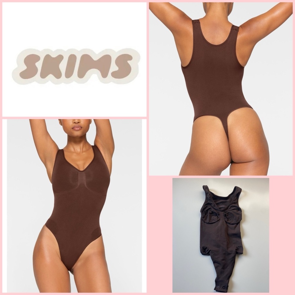 Skims Seamless Sculpt Scoop Neck Bodysuit in Expresso